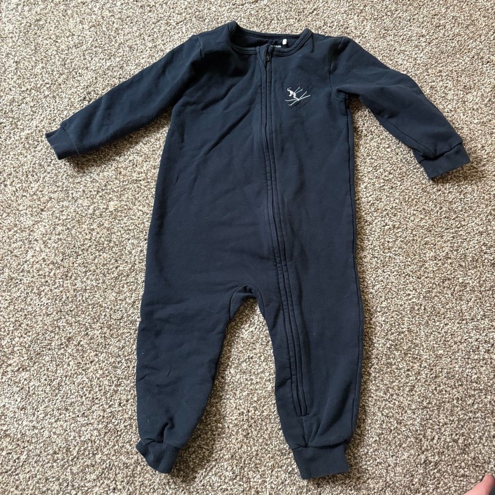 Petit Lem Ski Bum One Piece Zip Navy Fleece PJ‎ Outfit 24 months